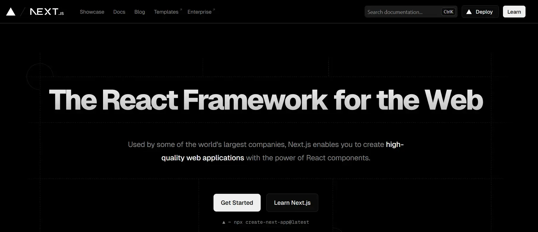 Next.js template homepage showcasing JAMstack features and more tools.