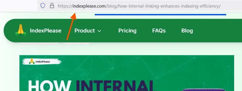 A URL on IndexPlease.com about how internal linking improves indexing efficiency.