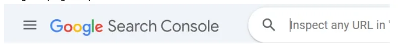 Google Search Console with URL inspection bar visible