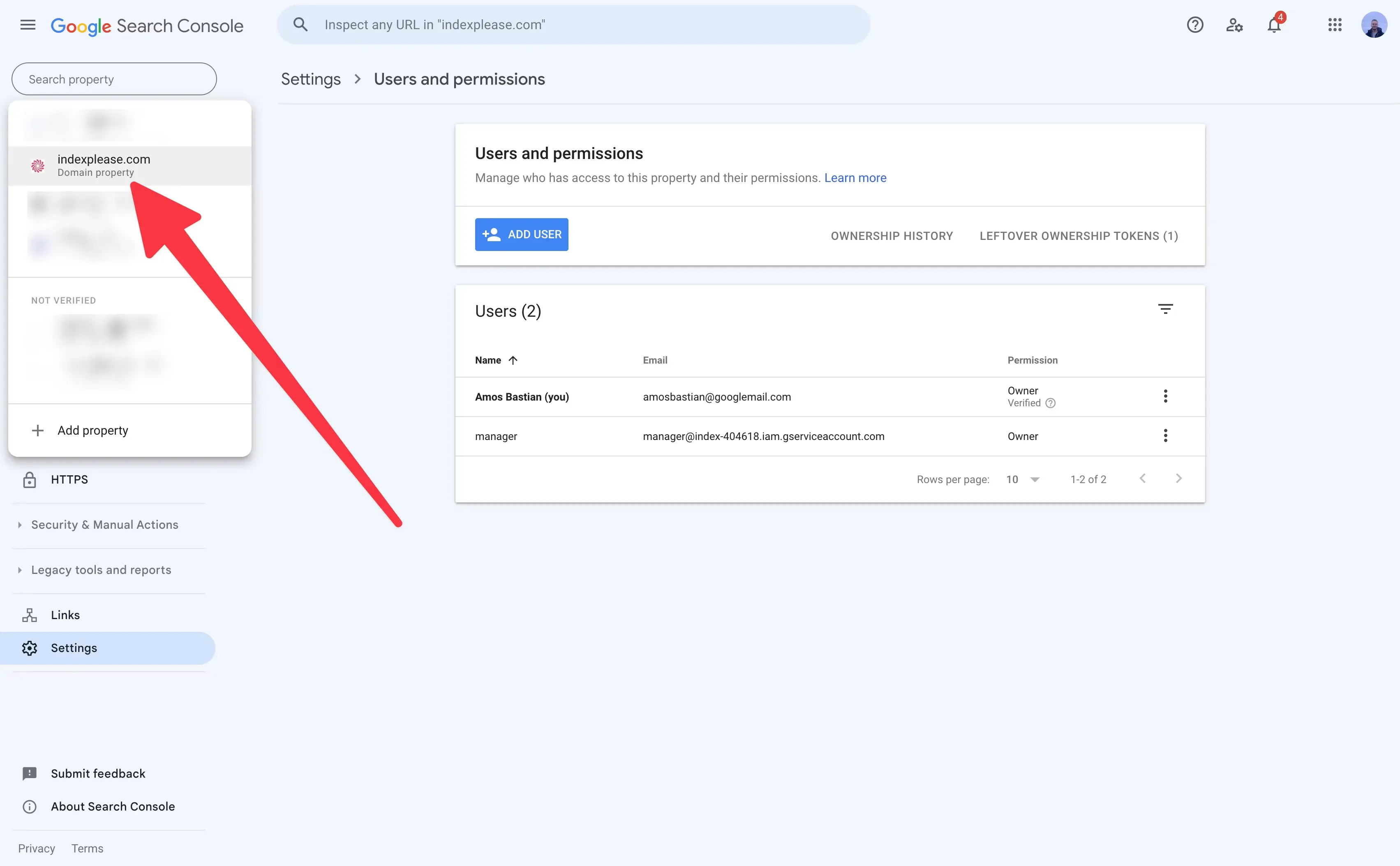 Pick the Right Website Property, How to Add a New Owner in Google Search Console