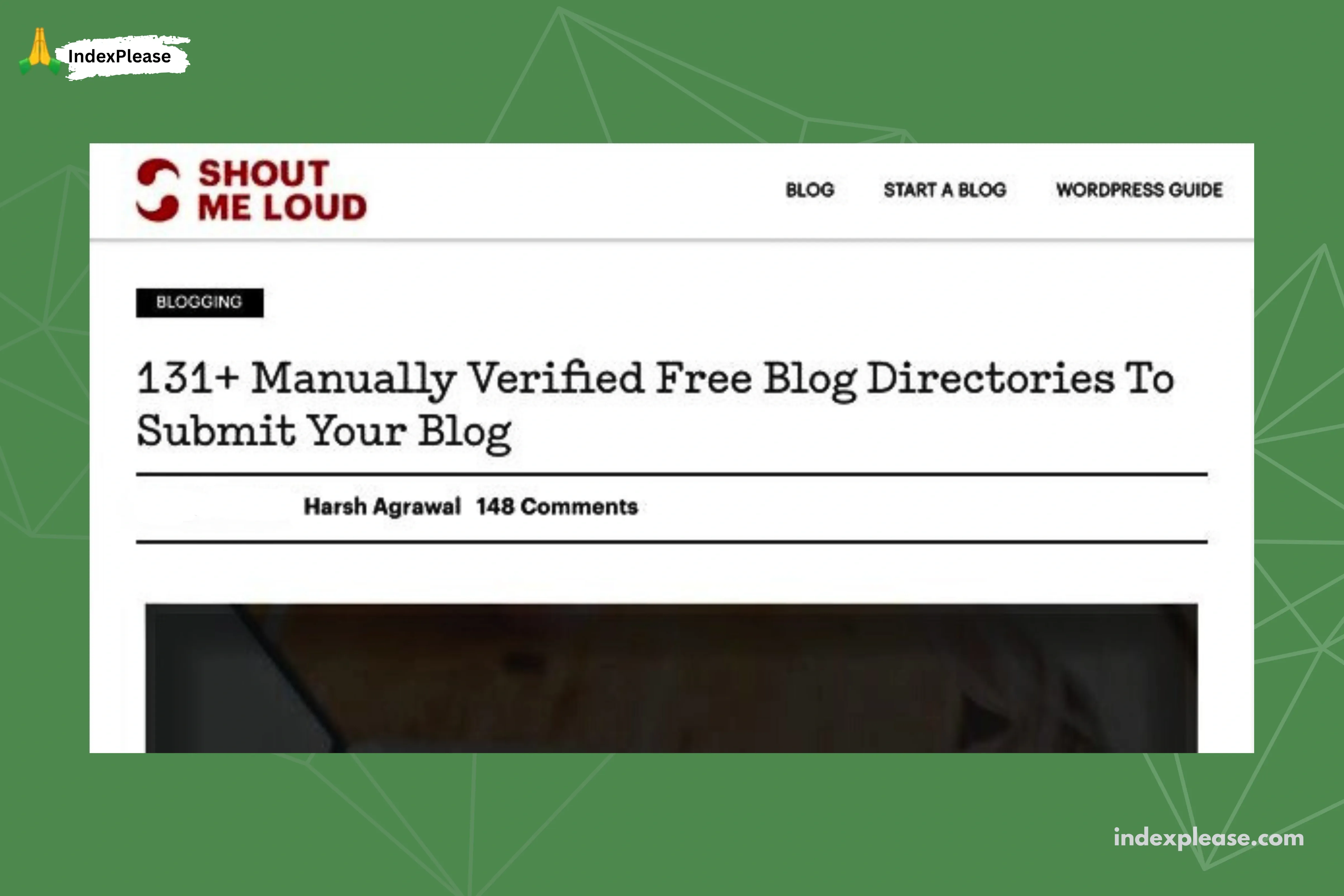 Submit site to reputable blog directories, IndexPlease