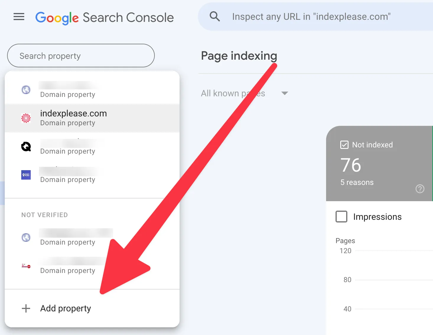 Add website property Google Search Console