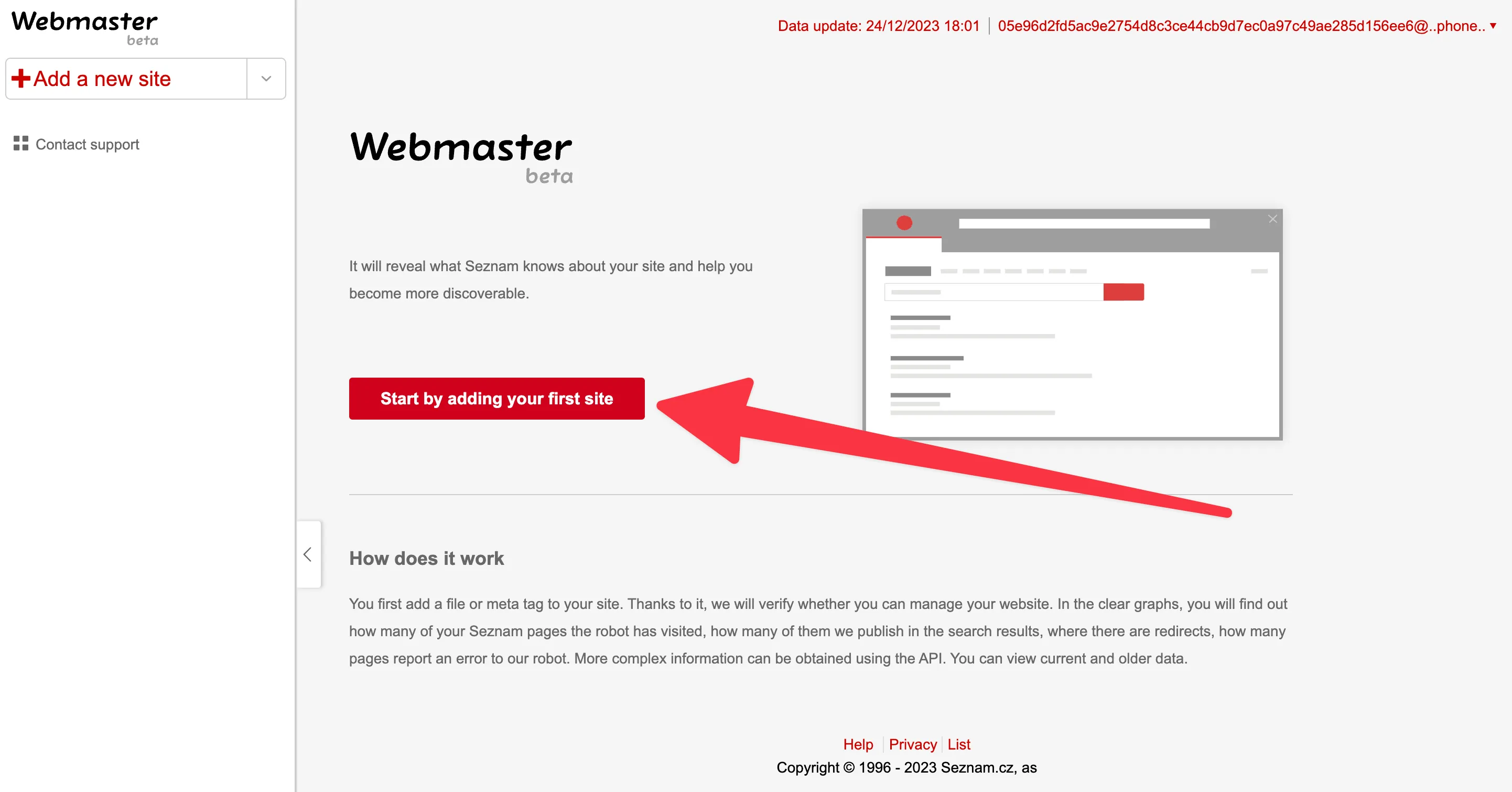 Add website to Seznam Webmaster Tools