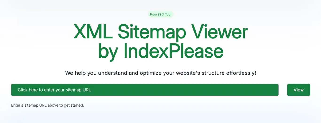 View of XML Sitemap Viewer for inserting URL of website sitemap