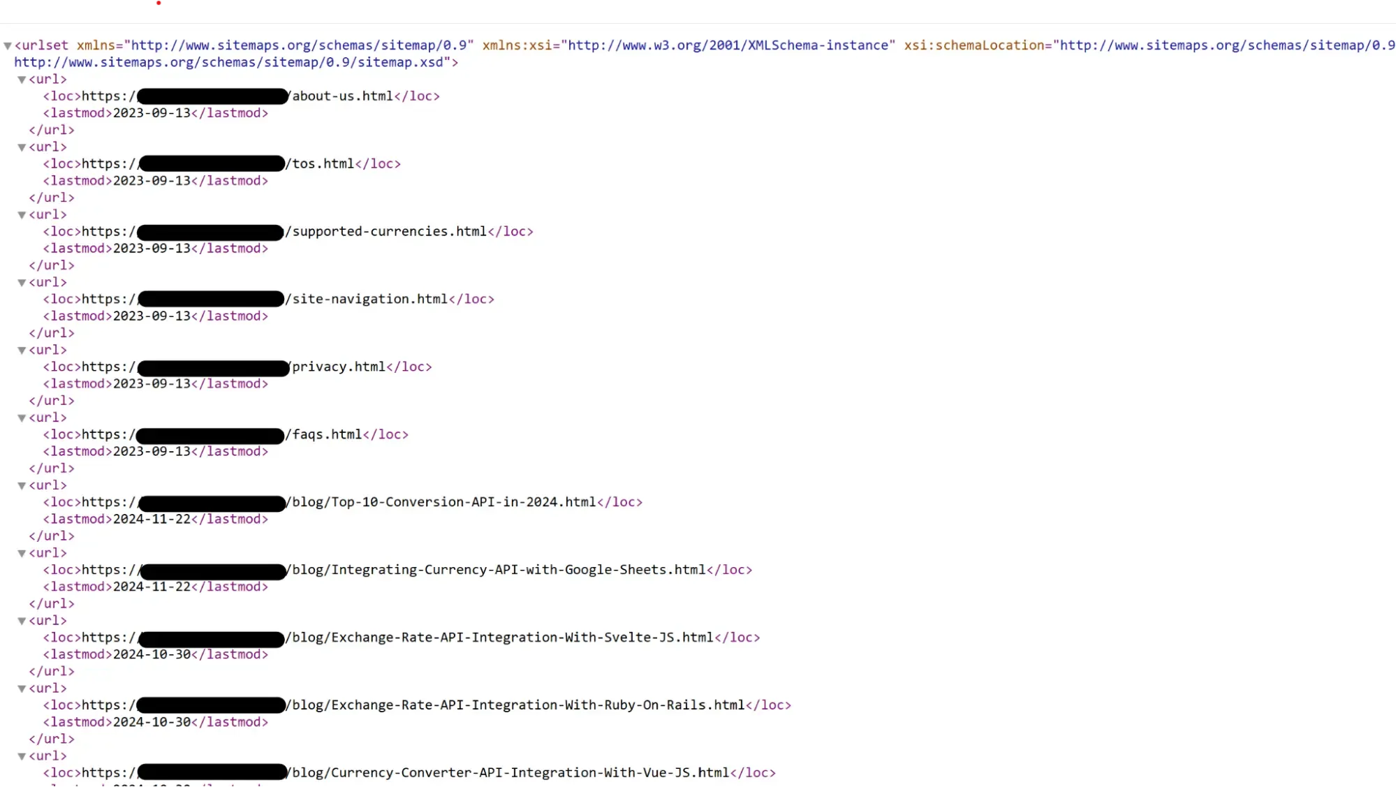 sitemap picture of currencyfreaks.com submitted in Google Search Console