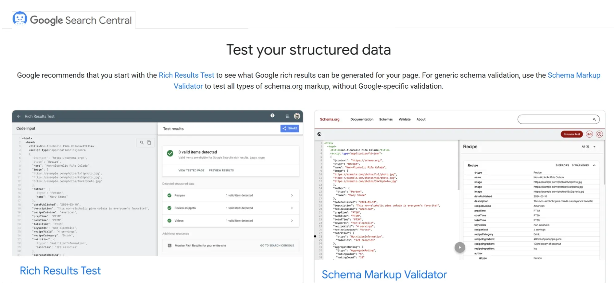 Test Your Schema Markup with Google Rich Text Snippets