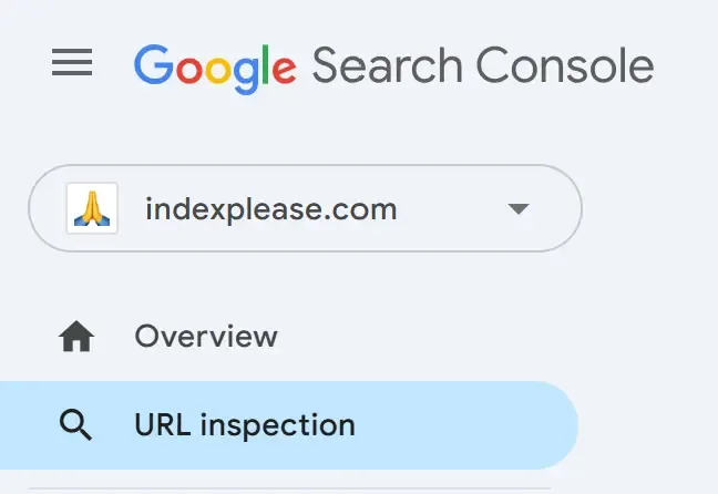 URL inspection tool icon highlighted on google search console